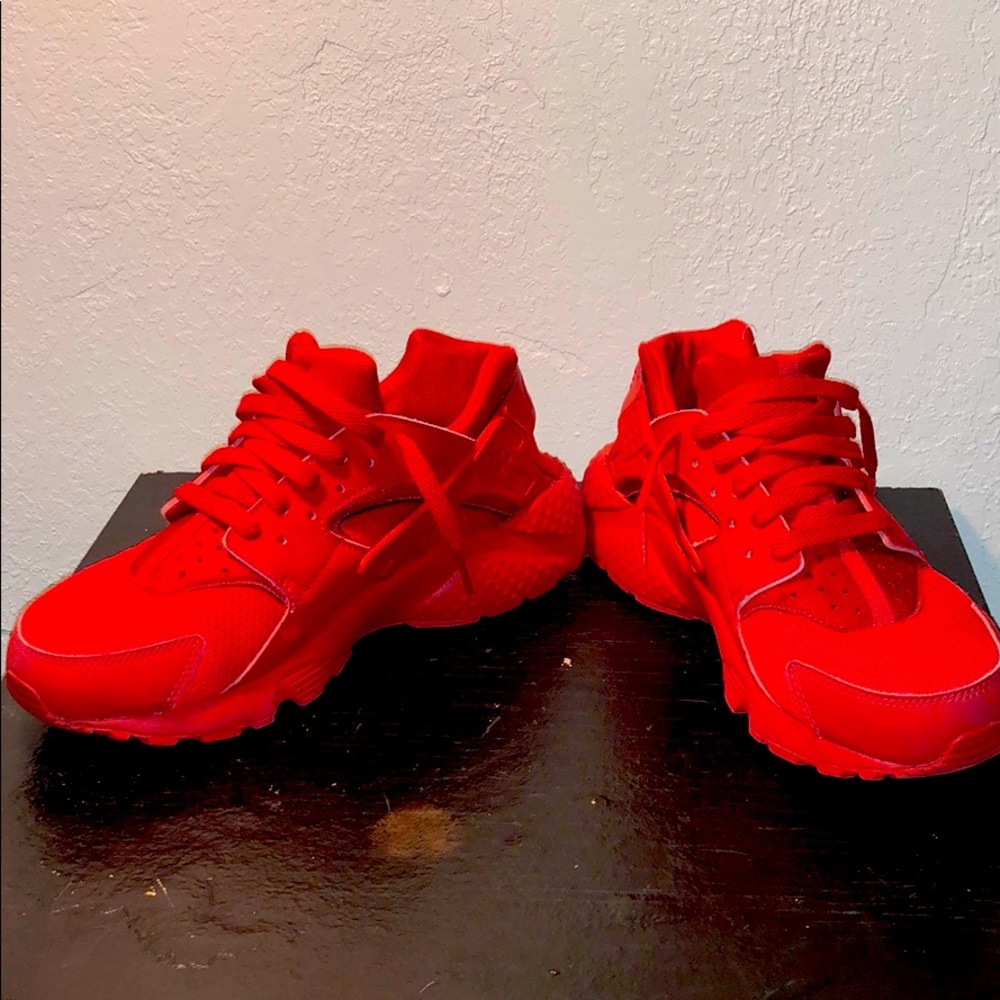 Red huarache sneakers